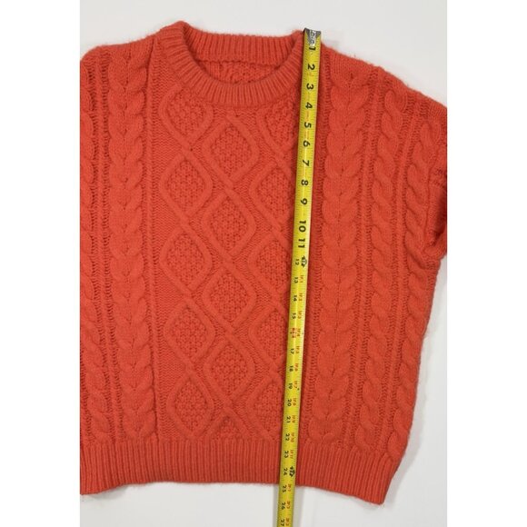 Daily Drills Womens Cable Knit Oversized Sweater Wool Blend Size XS Small Orange - Picture 8 of 8